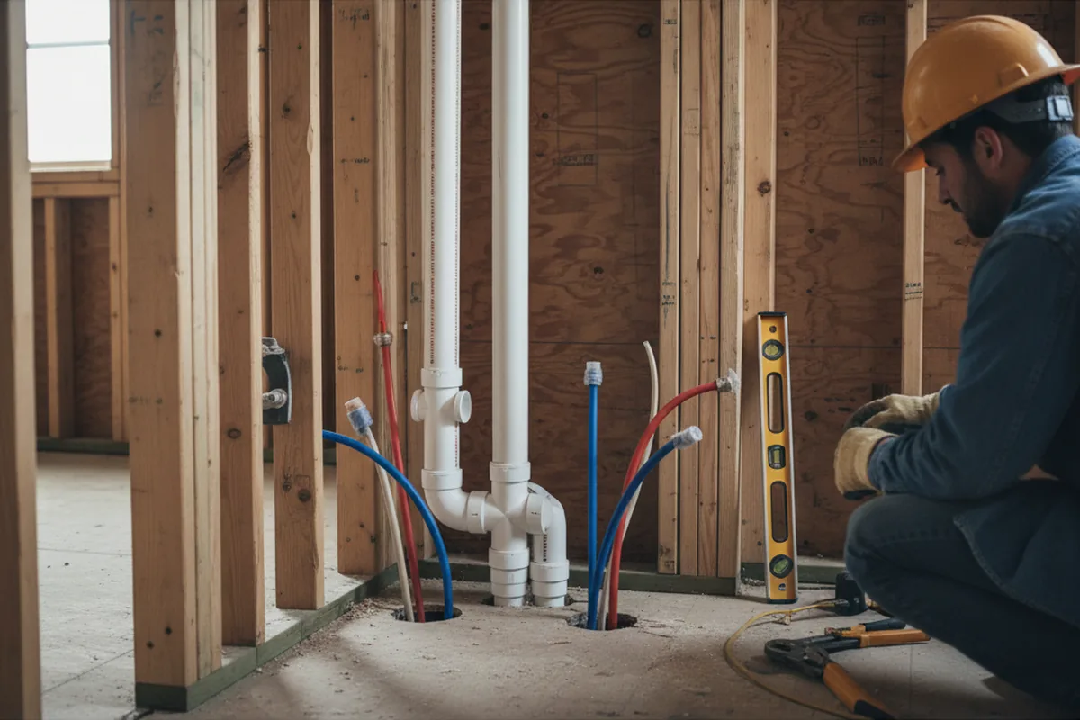 Drain and supply rough-in during Drain Cleaning in Fredericksburg